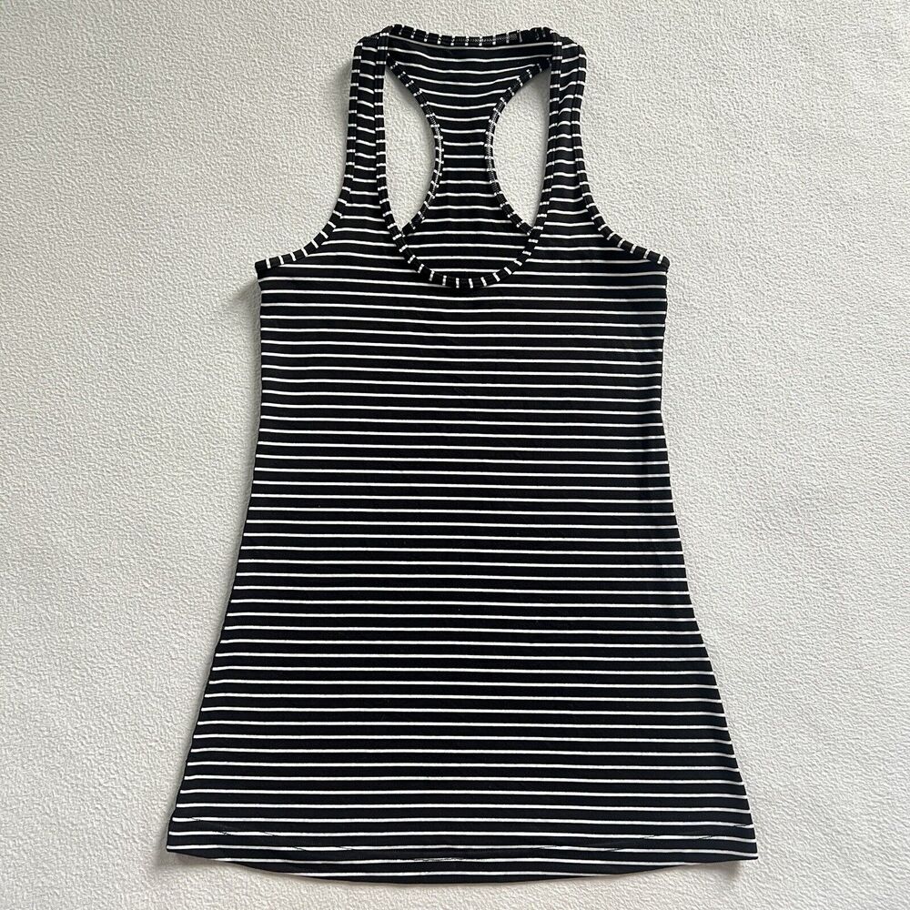 Lululemon Women Parallel Stripe Black White Print Cool Racerback CRB Tank Top 2